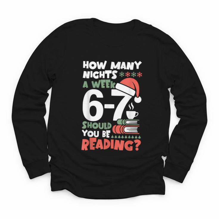 Reading 67 Meme English Teacher Christmas Book Lover Youth Long Sleeve Tee