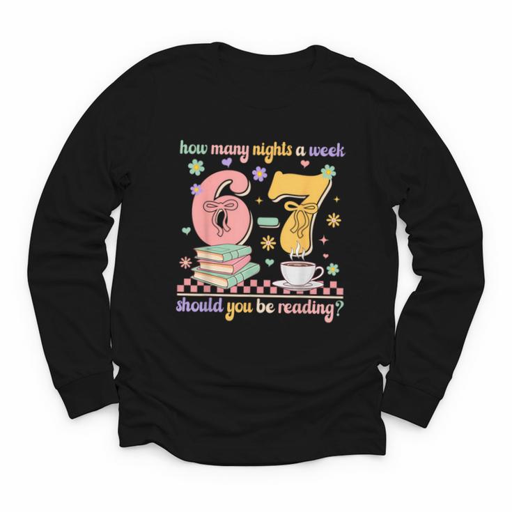 Reading 67 Teacher Six Seven Reading 6 7 Book Lover Youth Long Sleeve Tee