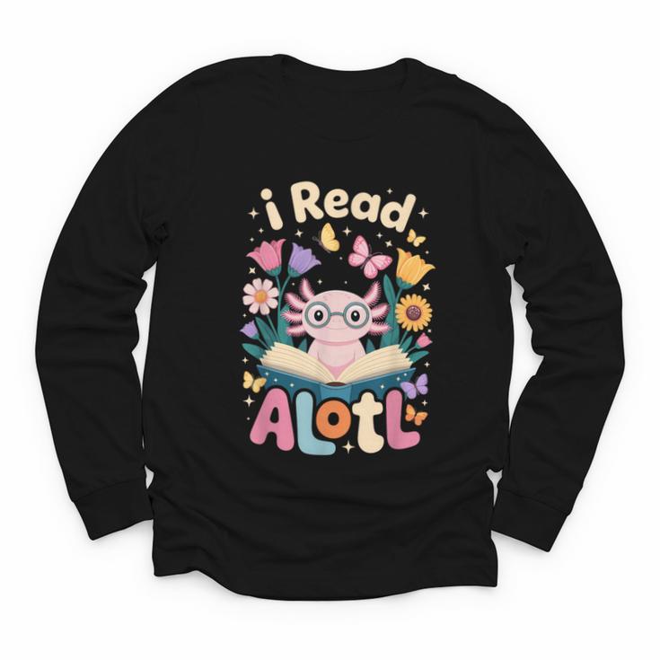 Reading Axolotl Book Lover Wildflowers Youth Long Sleeve Tee