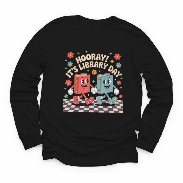 Reading Book Lover School Librarian Hooray It's Library Day Youth Long Sleeve Tee