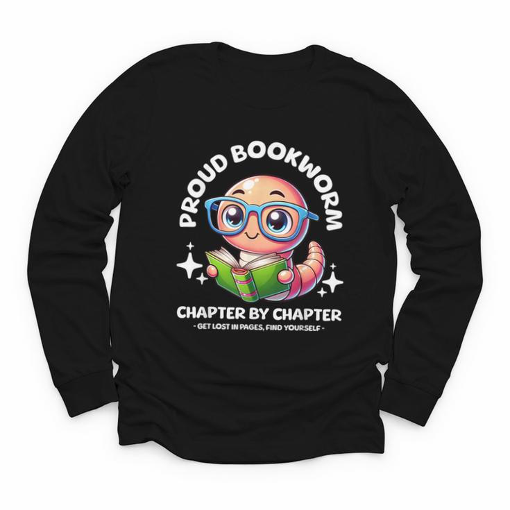 Reading Book Lovers Glasses Cartoon Worm Books Cute Bookworm Youth Long Sleeve Tee