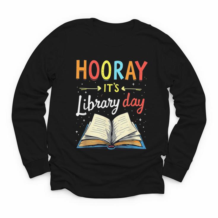 Reading Books Bibliophile Hooray It's Library Day Youth Long Sleeve Tee