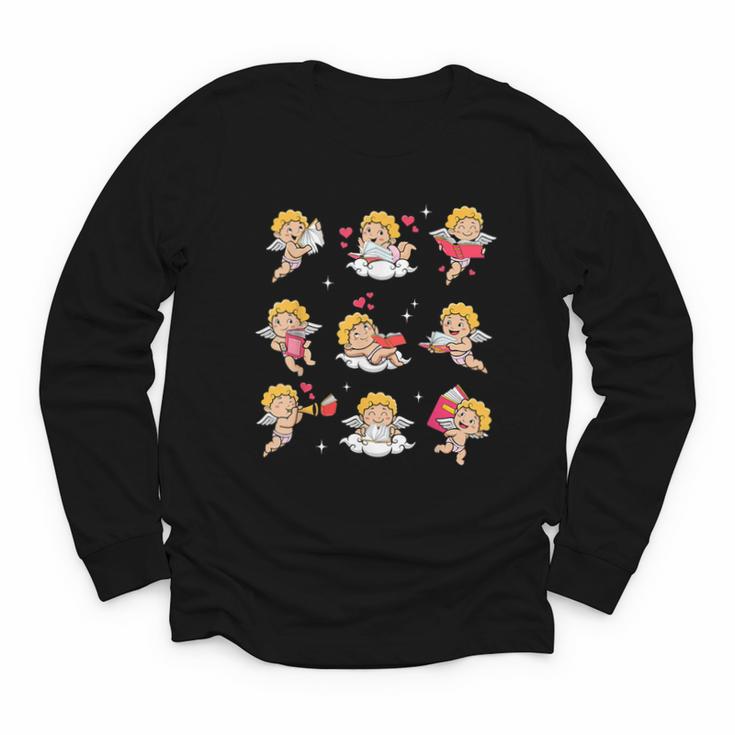 Reading Cupids Books Valentine's Day Teachers Book Lovers Youth Long Sleeve Tee