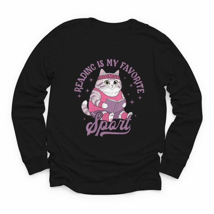 Reading Is My Favorite Sport Bookworm Cat Lover Book-Club Youth Long Sleeve Tee