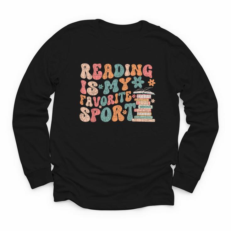 Reading Is My Favorite Sport Retro Groovy Book Lovers Youth Long Sleeve Tee