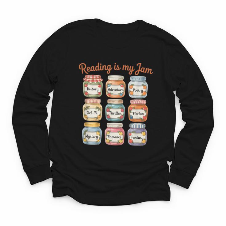 Reading Is My Jam Cute Jelly Jars Book Genres Youth Long Sleeve Tee