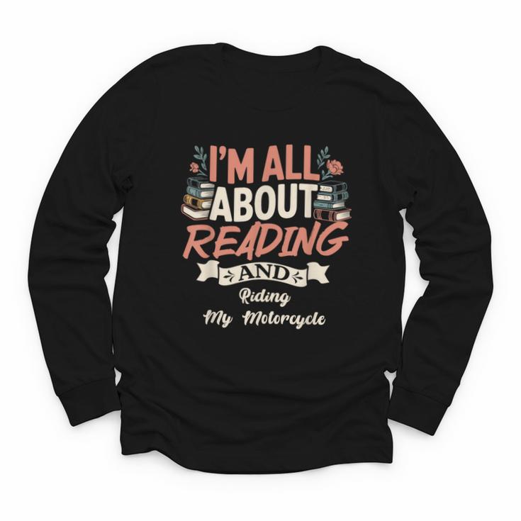 Reading And Motorcycle Life For Bikers Who Love Books Youth Long Sleeve Tee