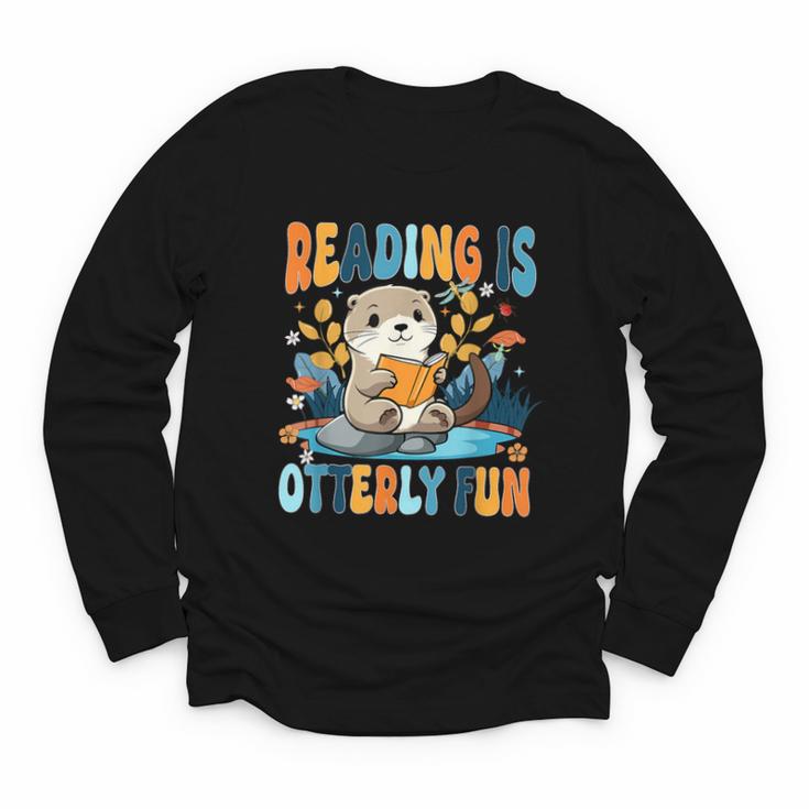 Reading Is Otterly Fun Sea Otter Book Lover Bookworm Youth Long Sleeve Tee