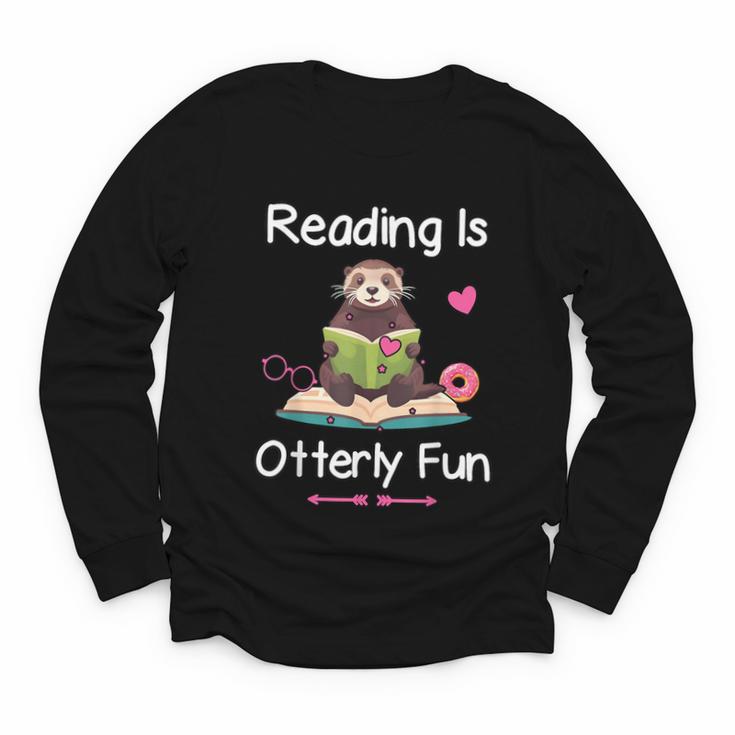 Reading Is Otterly Fun Sea Otter Book Loving Librarian Youth Long Sleeve Tee