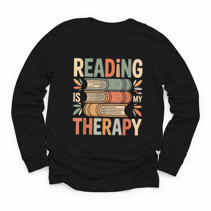 Reading Is My Therapy Book Lover Youth Long Sleeve Tee