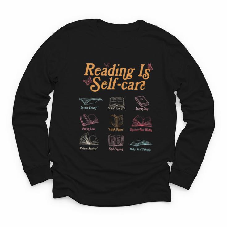 Reading Is Self Care Mental Health Read More Book Youth Long Sleeve Tee