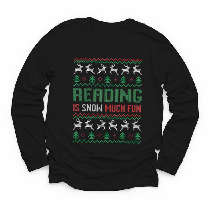 Reading Is Snow Much Fun Winter Bookworm Reading Book Lovers Youth Long Sleeve Tee