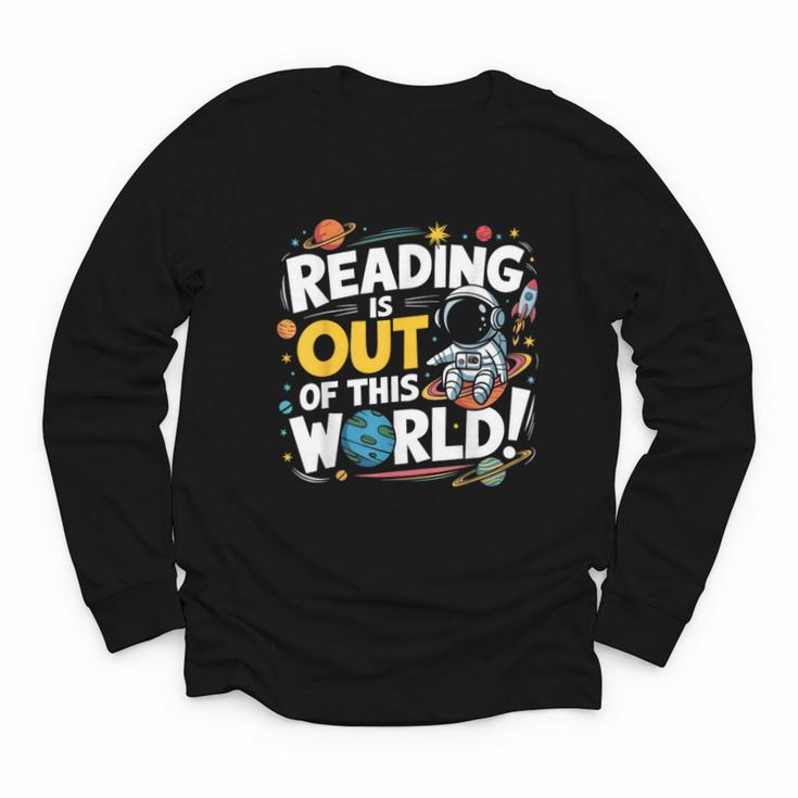 Reading Is Out Of This World Space Book Lover Kids Youth Long Sleeve Tee