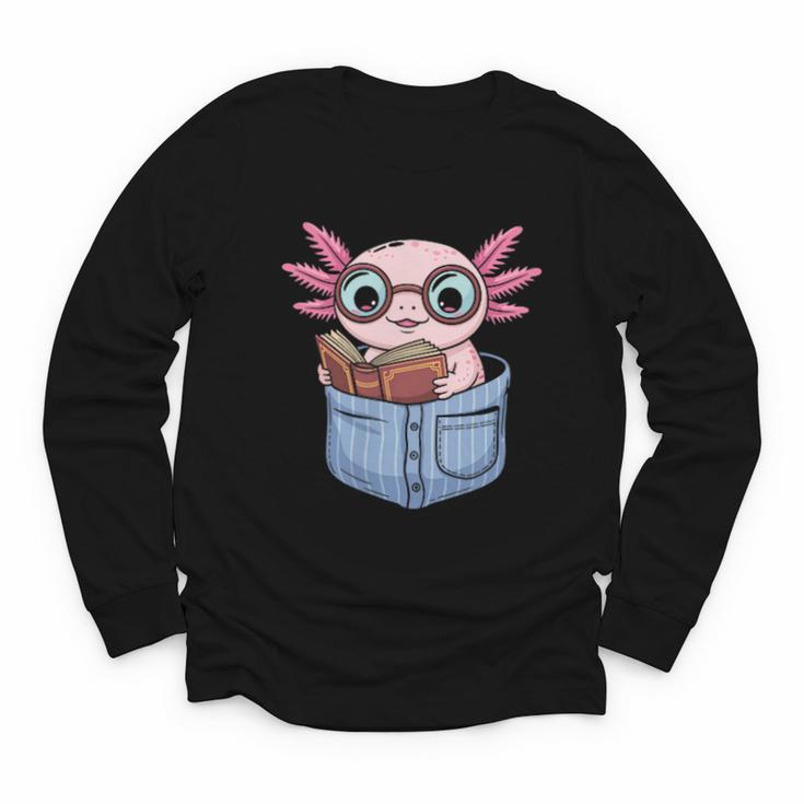 Readsalotl Axolotl Reading Book Lover Reading Pocket Axolotl Youth Long Sleeve Tee