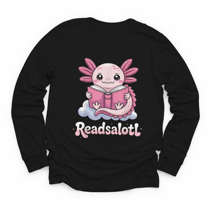 Readsalotl Axolotl Reading Cute Book Lover Bookworm Youth Long Sleeve Tee