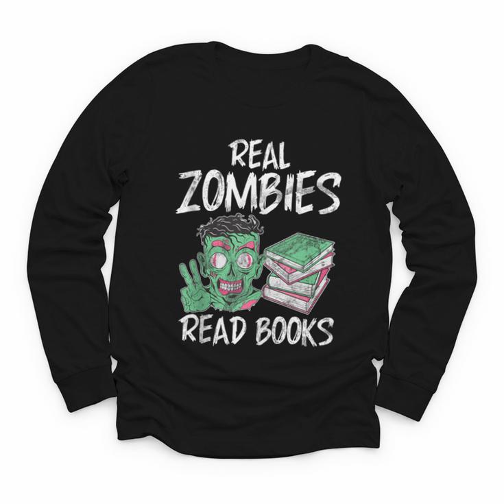 Real Zombies Read Books Zombie Youth Long Sleeve Tee