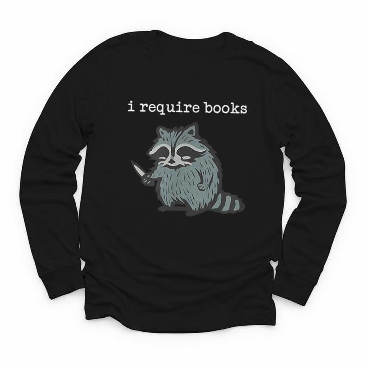 i Require Books Raccoon Youth Long Sleeve Tee