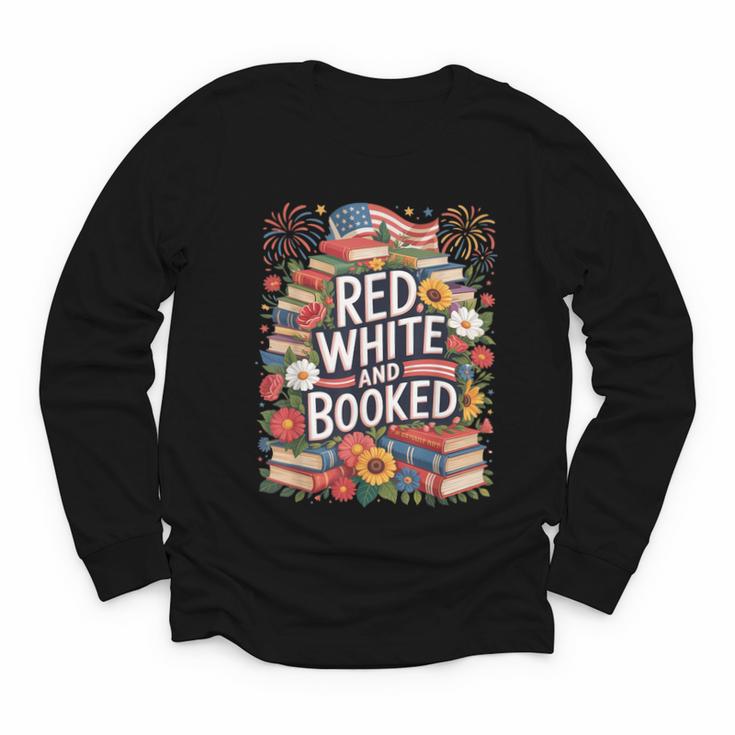 Retro Floral Red & Booked Library Reading 4th Of July Youth Long Sleeve Tee
