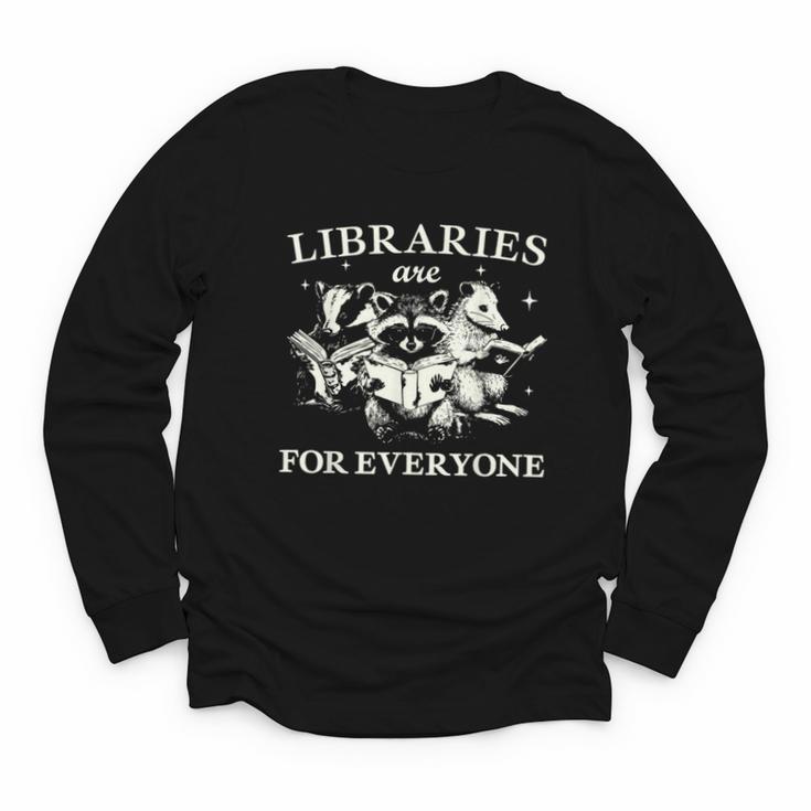 Retro Libraries Are For Everyone Racoon Reading Book Lover Youth Long Sleeve Tee