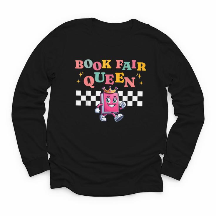 Retro Library Book Fair Queen School Reading Girls Women's Youth Long Sleeve Tee