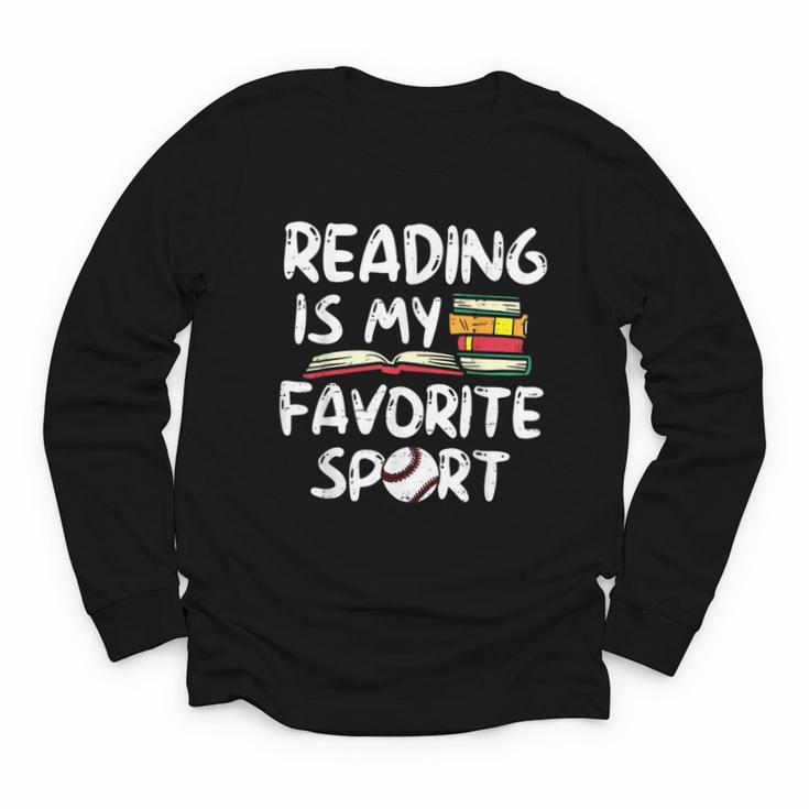 Retro Reading Is My Favorite Sport Baseball World Book Day Youth Long Sleeve Tee