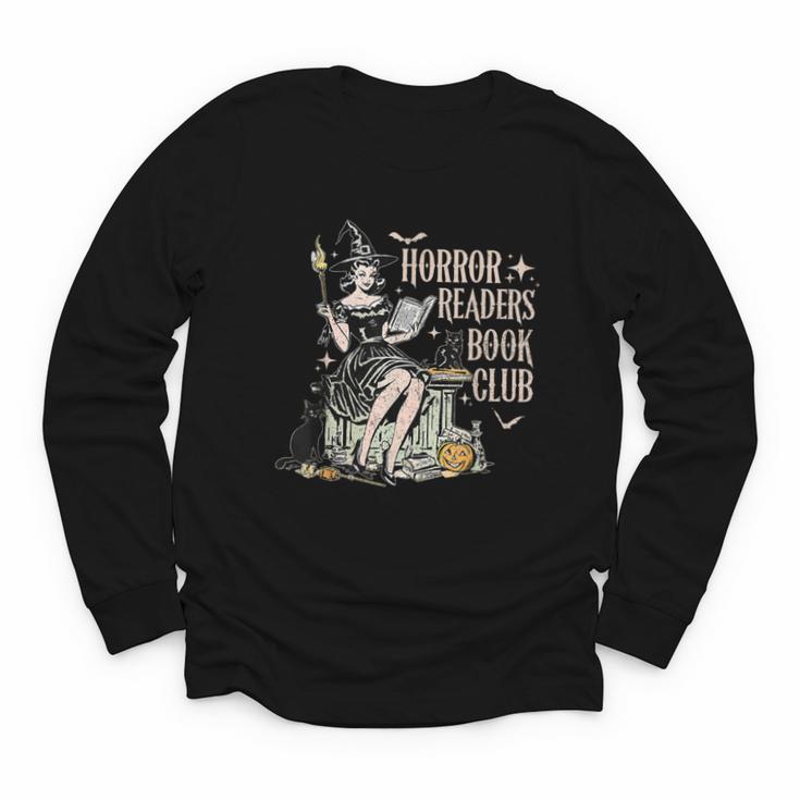 Retro Scary Horror Readers Book Club Spooky Halloween Youth Long Sleeve Tee