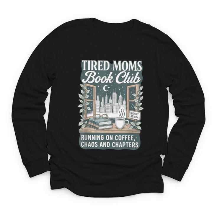 Retro Tired Moms Book Club Bookish Booktrovert Mother's Day Youth Long Sleeve Tee