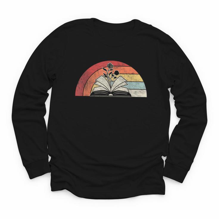 Retro Vintage Wildflowers Book Shirt Book Lover Youth Long Sleeve Tee