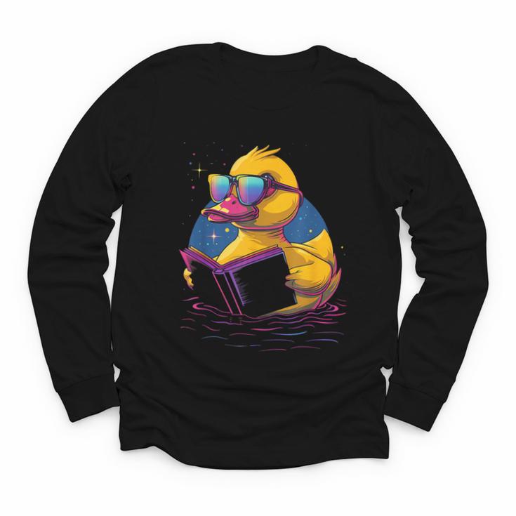Rubber Duck Rubber Duckie Reading Book Rubber Duckling Youth Long Sleeve Tee
