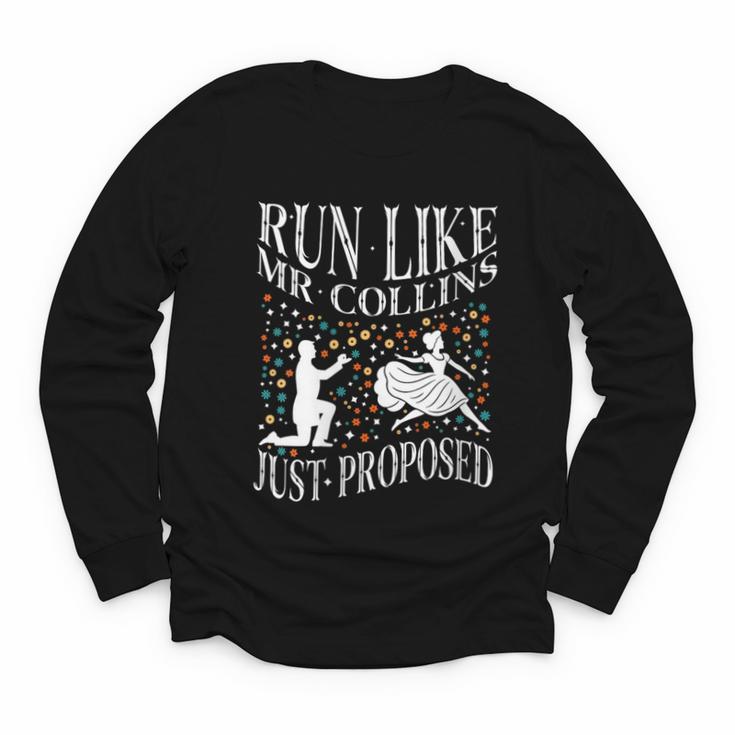 Run Like Mr Collins Just Proposed Vintage Book Quote Youth Long Sleeve Tee