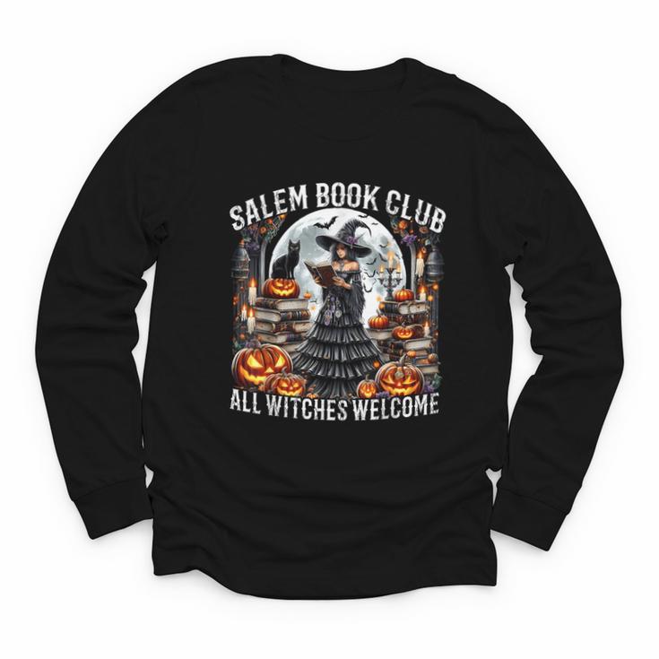 Salem Book Club Gothic Witch Vintage Halloween Art Youth Long Sleeve Tee