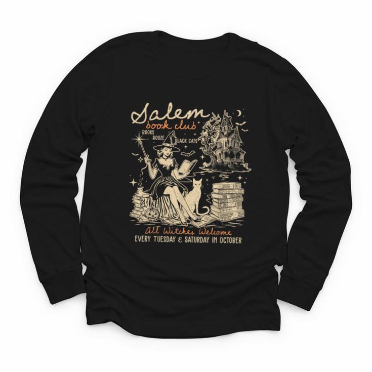 Salem Book Club Witches Witchy Witch Spooky Season Halloween Youth Long Sleeve Tee