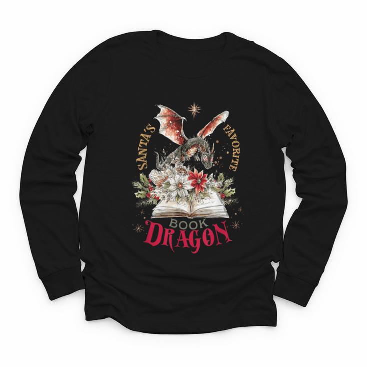 Santa's Favorite Book Dragon Christmas Magic Youth Long Sleeve Tee