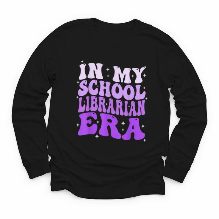 In My School Librarian Era Groovy Back To School Book Lover Youth Long Sleeve Tee