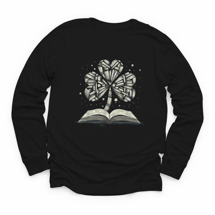 Shamrock Books St Patricks Day Bookworm Librarian Youth Long Sleeve Tee