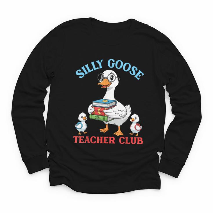 Silly Goose With Books Teacher Club School Educator Youth Long Sleeve Tee