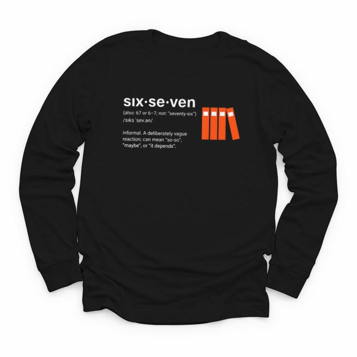 Six Seven Meme Reading Book Lover 6-7 67 Definition Youth Long Sleeve Tee
