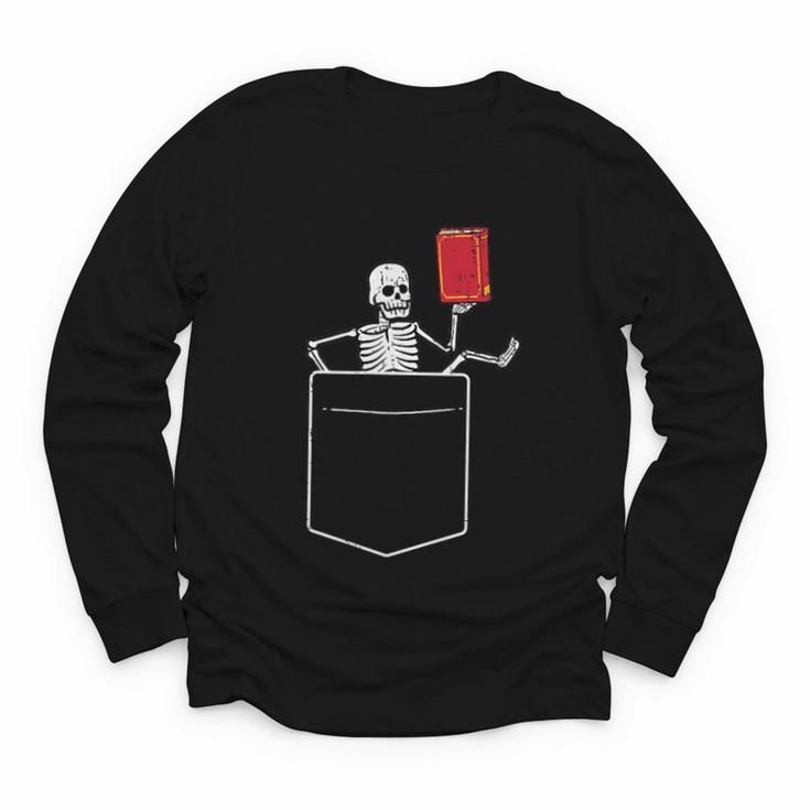 Skeleton Books Read Book Reading Librarian Across America Youth Long Sleeve Tee