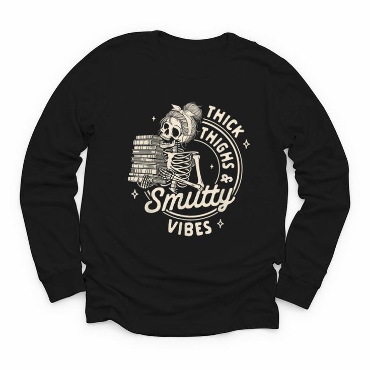 Smut Book Reader Spicy Romance Thick Thighs & Smutty Vibes Youth Long Sleeve Tee