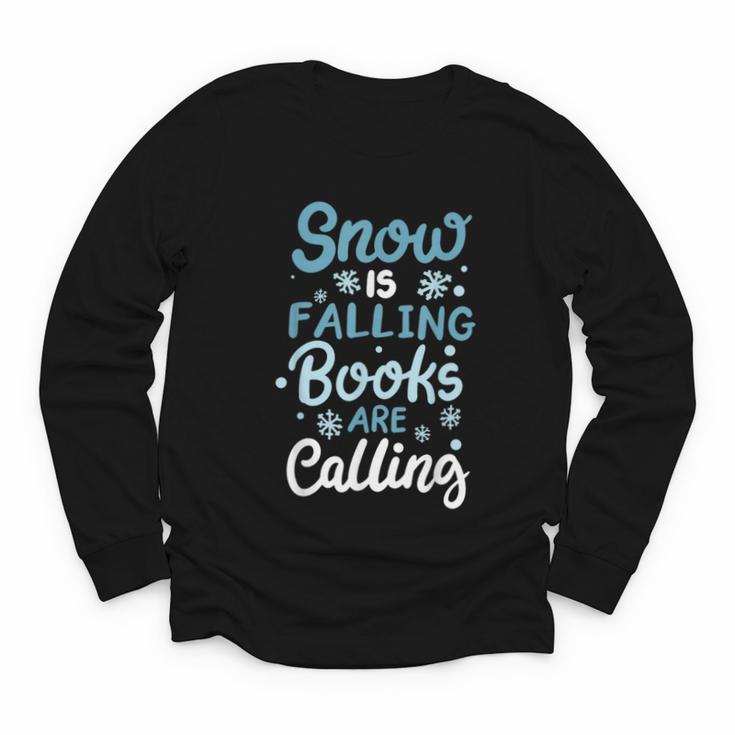 Snow Is Falling Books Are Calling Youth Long Sleeve Tee