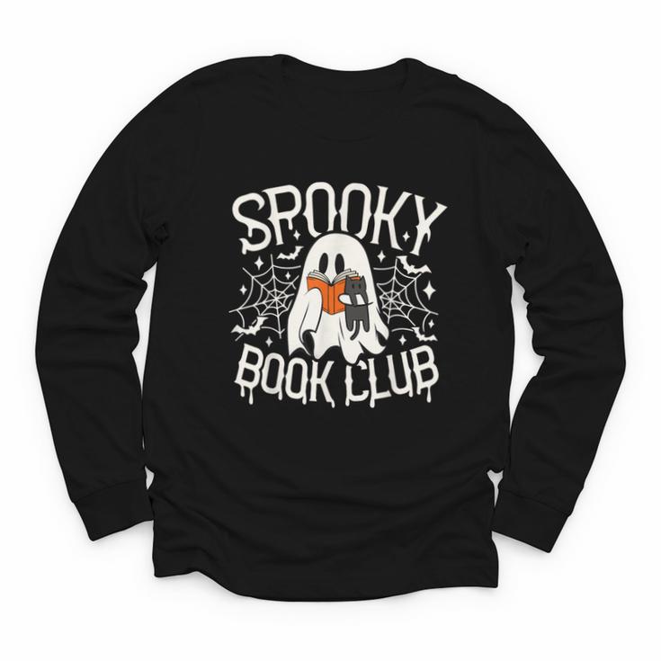 Spooky Book Club Cute Ghost Reading Book Halloween Costume Youth Long Sleeve Tee