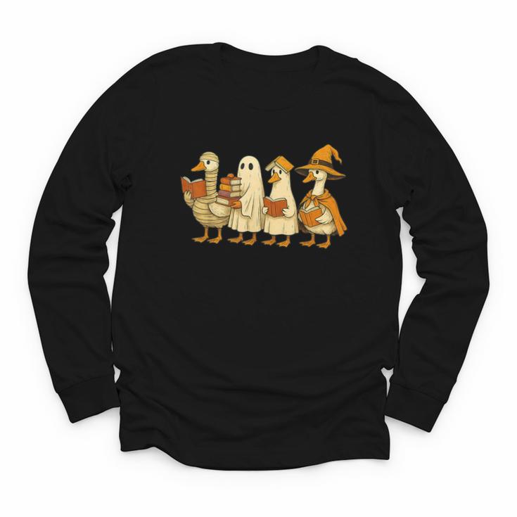 Spooky Halloween Book Lover Halloween Reading Goose Youth Long Sleeve Tee