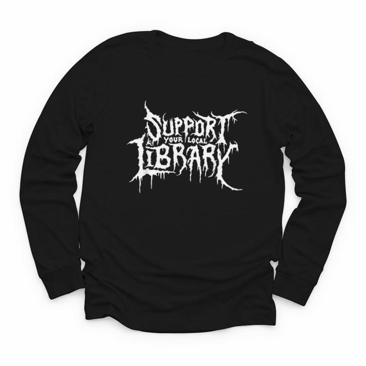 Support Your Local Library Horror Bookworm Youth Long Sleeve Tee