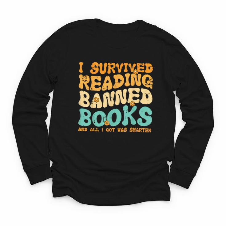 I Survived Reading Banned Books Read Librarian Men Women Youth Long Sleeve Tee