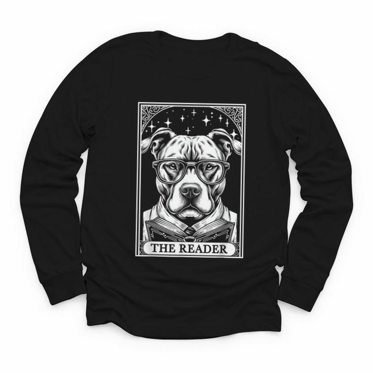 Tarot Card Vintage Pit Bull Pittie Dog Book Lover The Reader Youth Long Sleeve Tee