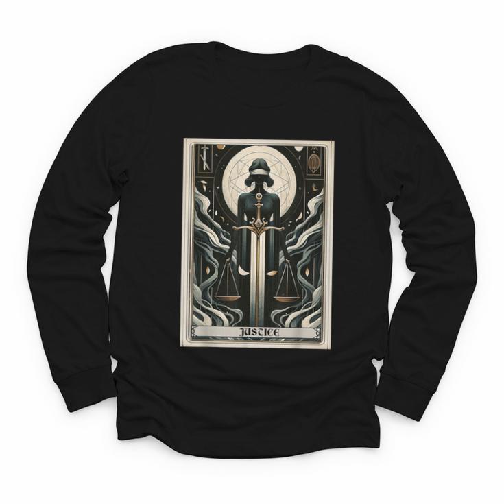 Tarot Cards Guide Book Esoteric Mysticism Clothing Tarot Card Justice Youth Long Sleeve Tee
