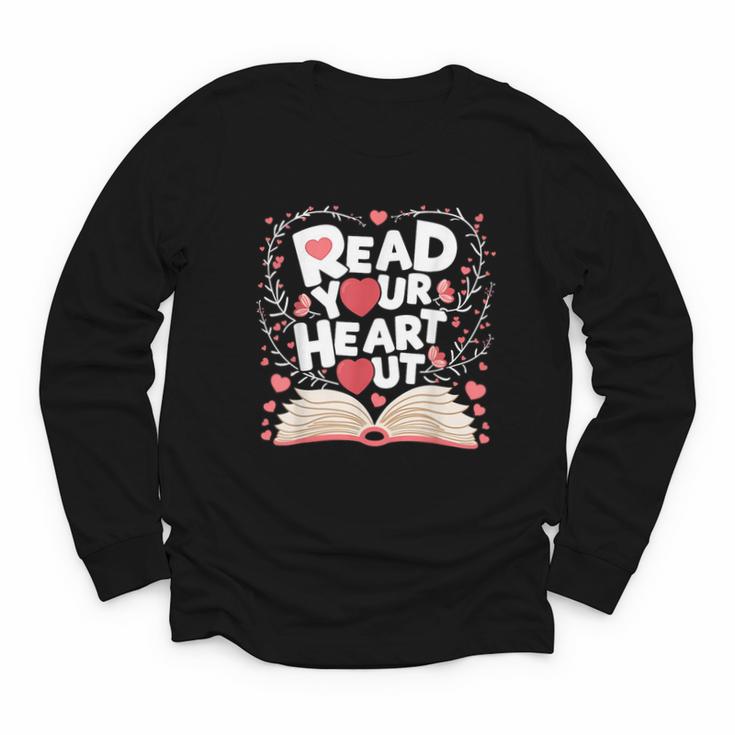 Teach Inspire Grow Everyday Read Your Heart Out Valentine Book-Themed Small Youth Long Sleeve Tee