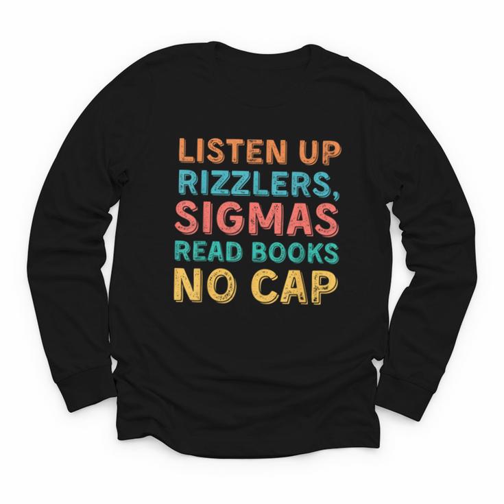 Teacher English Read Books Listen Up Rizzlers Youth Long Sleeve Tee