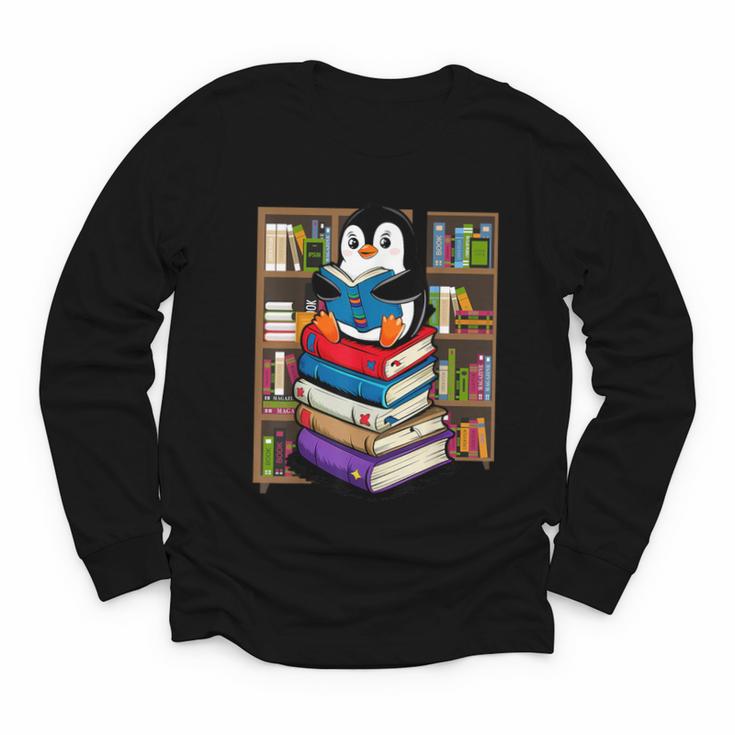 Teacher Librarian Kawaii Penguin Book Lover Penguin Youth Long Sleeve Tee