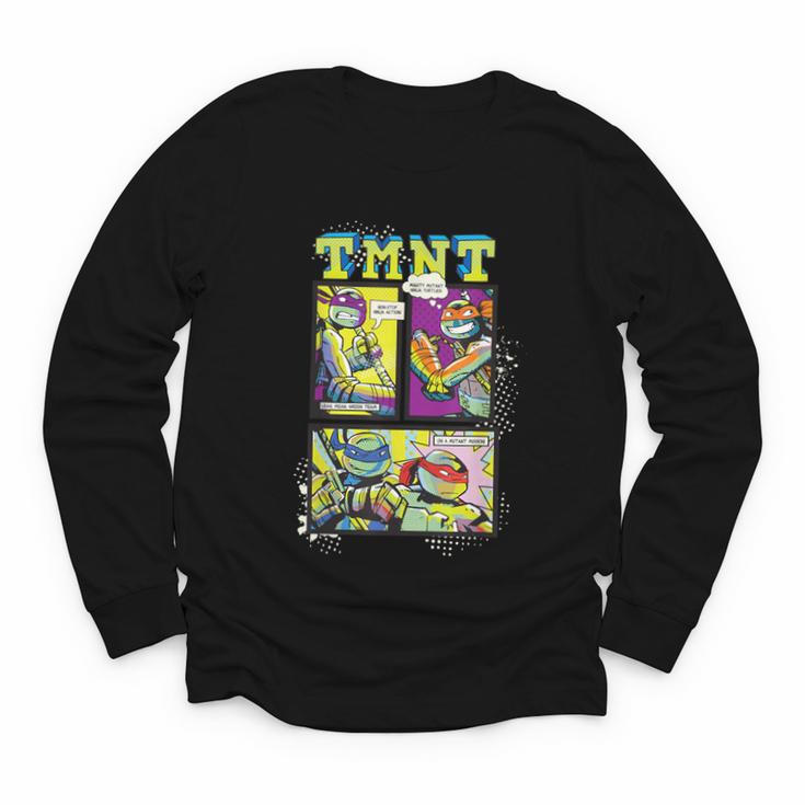 Teenage Mutant Ninja Turtles Retro Neon Comic Book Panels Youth Long Sleeve Tee